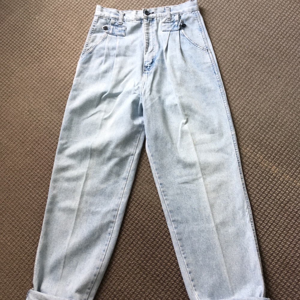 Vintage Mom jeans pleats light wash 13 Wrangler Jeans high waist 100% cotton